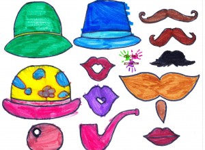 Jeu de deguisement - chapeaux bouches et moustaches - en couleurs