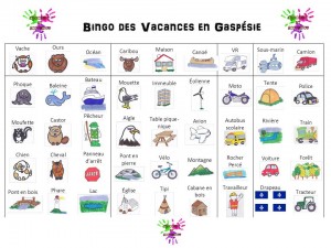 Bingo des Vacances en Gaspésie - textes et images