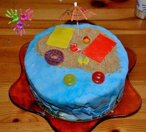 Fête d'anniversaire Tahiti - gâteau de plage