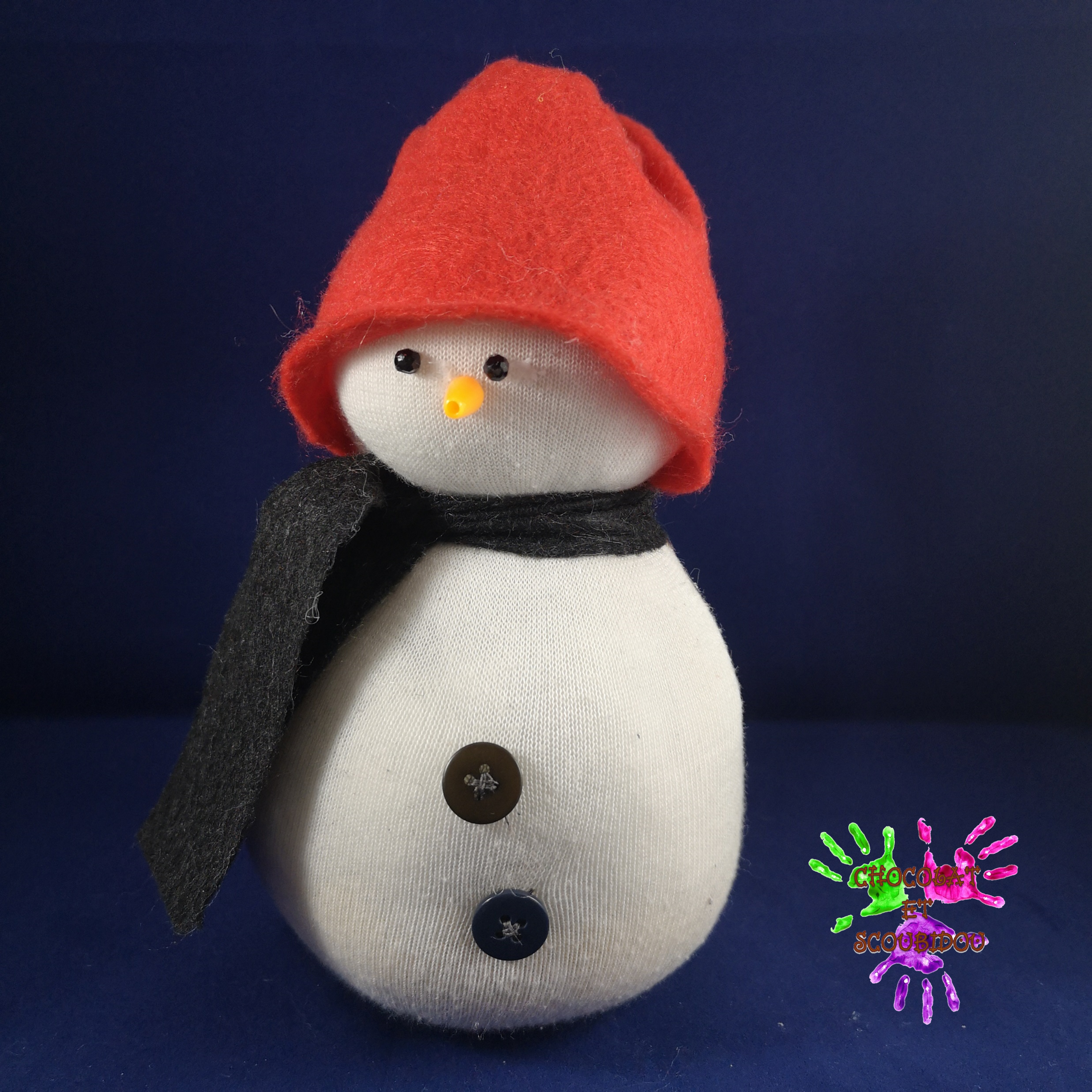 Bonhomme de neige chaussette 1