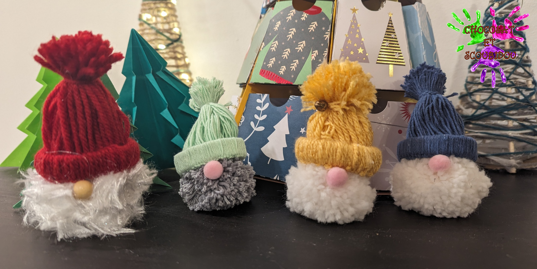 Lutins de Noel en laine | Chocolat et Scoubidou