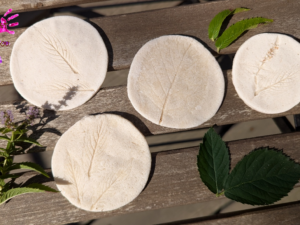 Médaillons en pâte à sel avec empreintes de fleurs